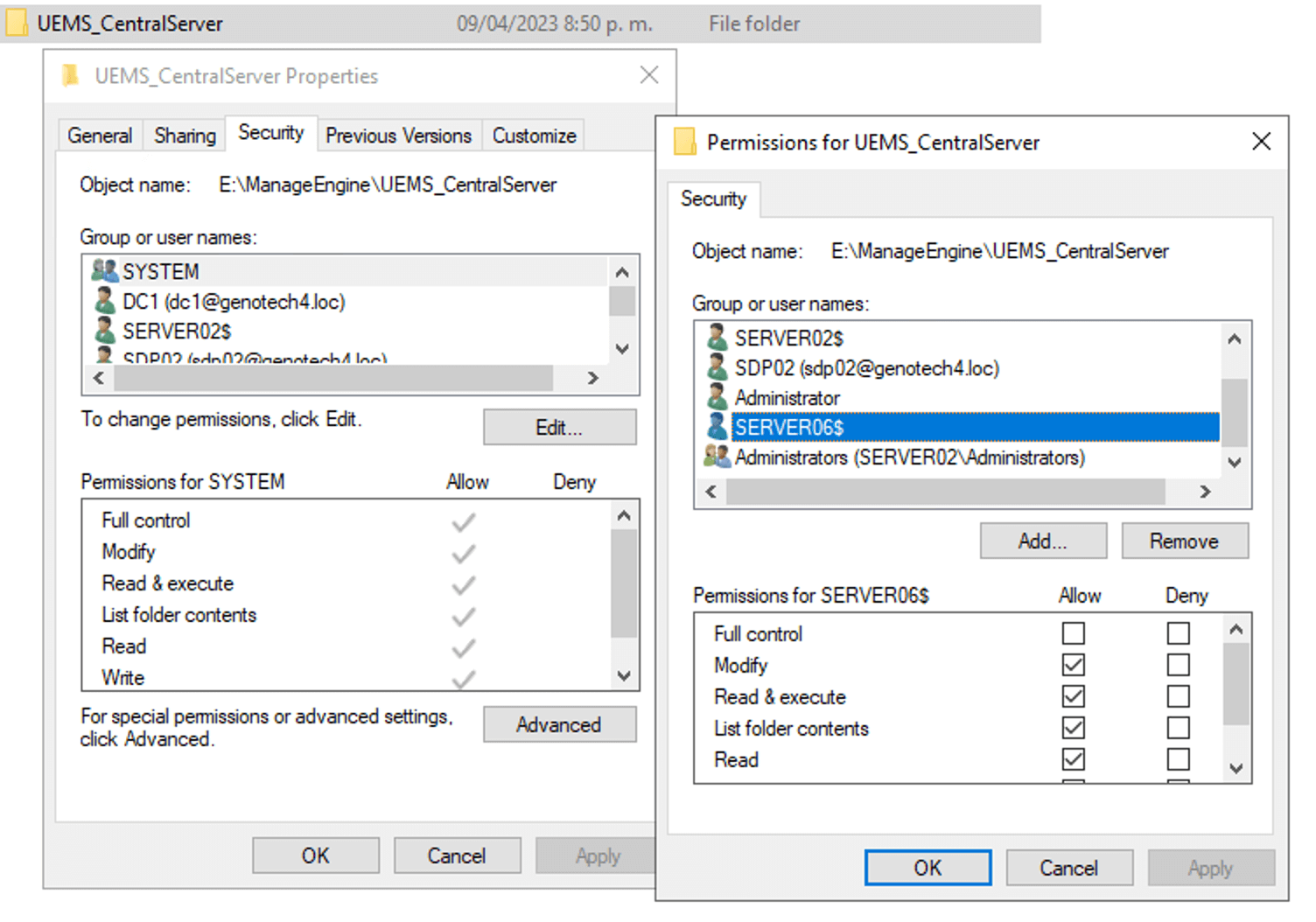 File System permisión - To write files in the backup directory