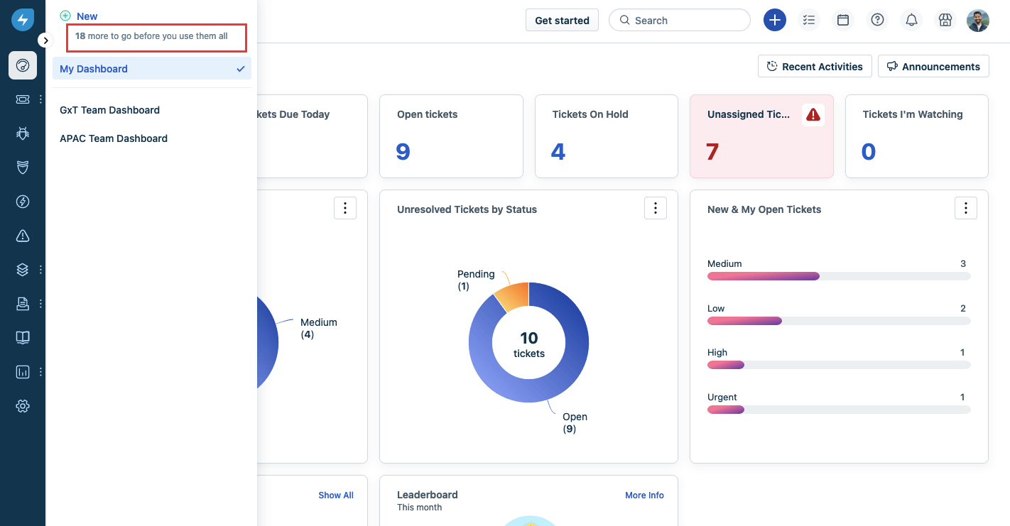 Freshservice - Increase Limit in Team Dashboards