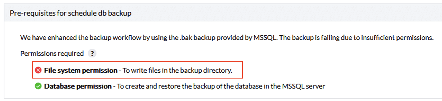 File System permisión - To write files in the backup directory
