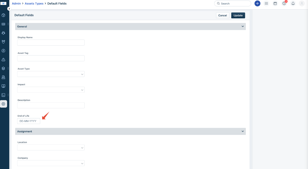 Freshservice - End-of-Life Asset Field