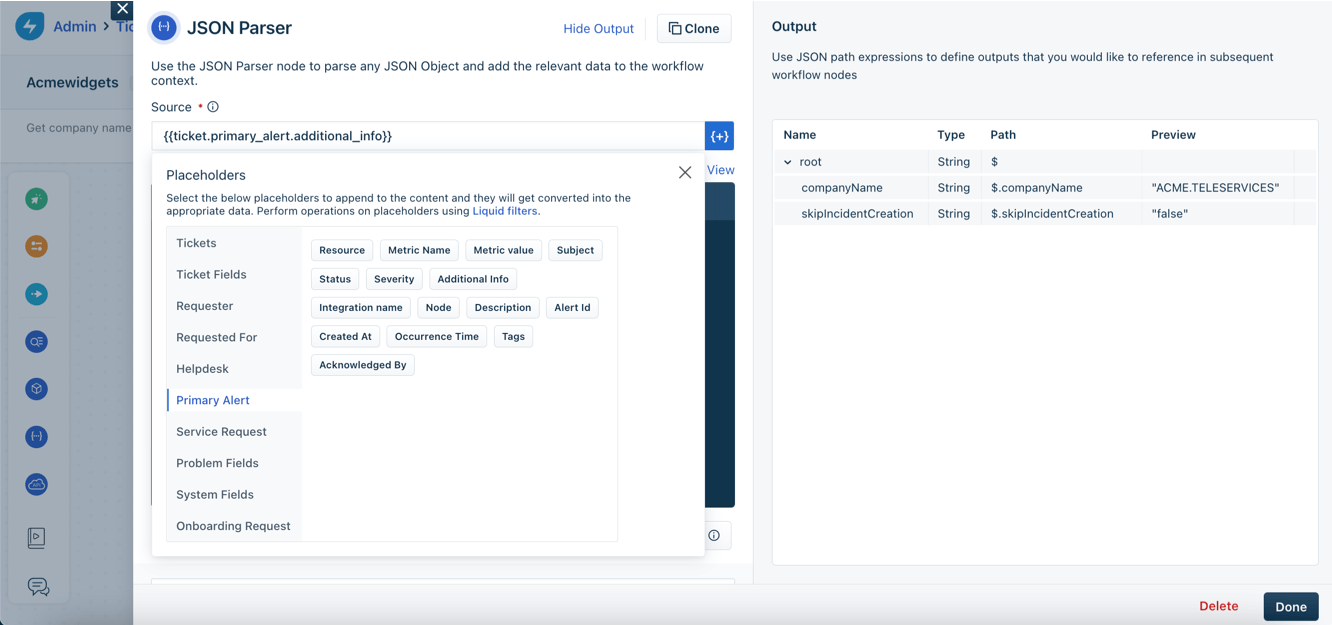 Freshservice - Add Alert fields in Ticket Workflow Automator