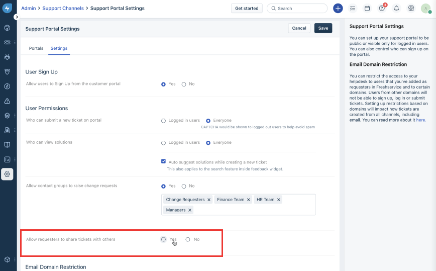 Sharing Tickets and Changes with other Requesters